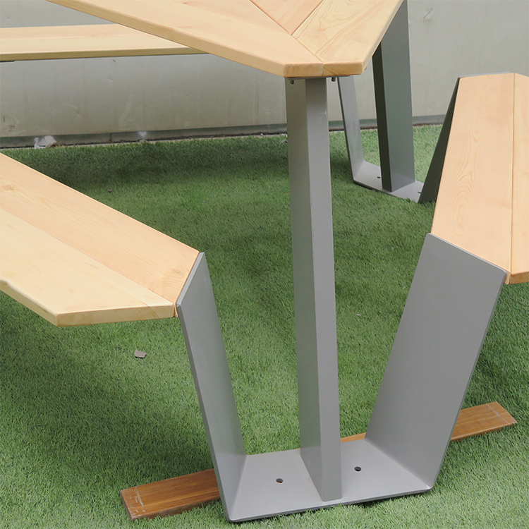 Table de pique-nique extérieure de parc de triangle de secteur public avec le cadre en acier