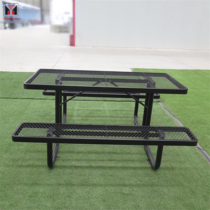 Wholesale Park Street 8' Rectangular Expanded Metal Picnic Table Black 4
