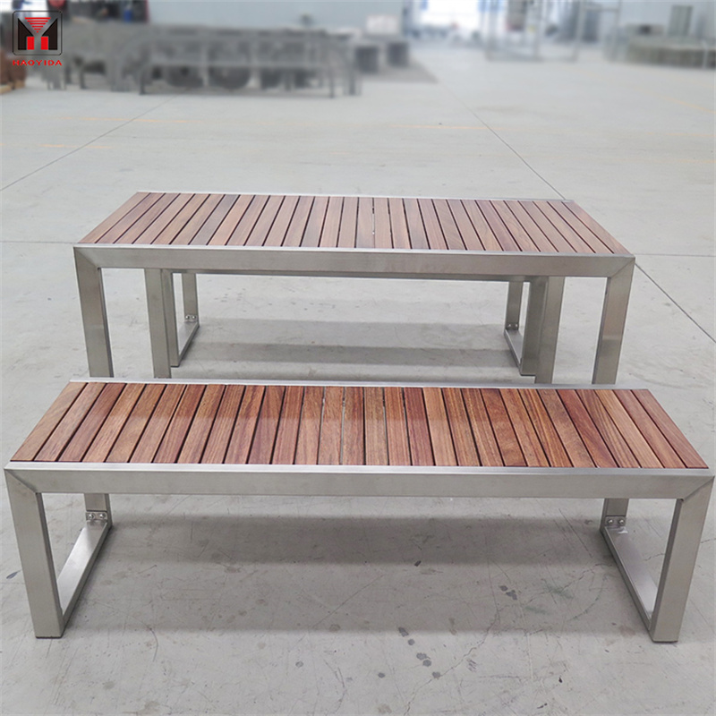 Mesas de picnic rectangulares para exteriores de madeira comercial para Park 10
