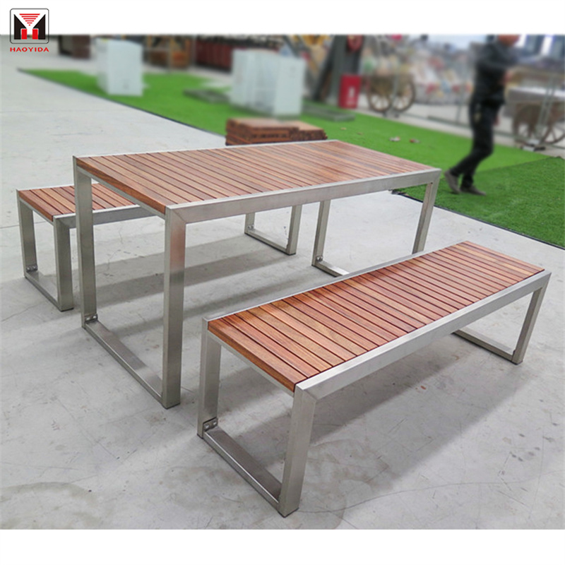 Mesas de picnic al aire libre de madera comerciales rectangulares para Park9