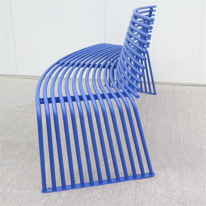 1.8미터 현대적인 디자인 블루 파크 금속 곡선 벤치 7