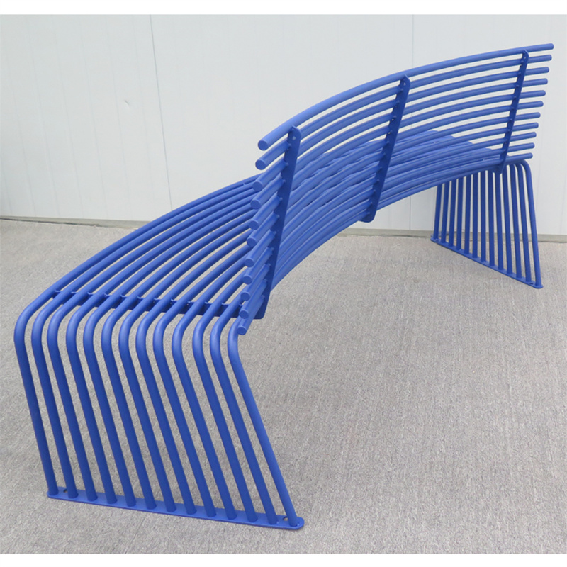 1,8 Meter Modern Design Blue Park Metal Curved Bench 12