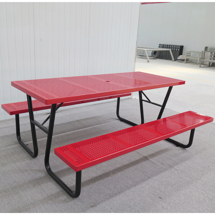 屋外公園 5 のための商業鋼鉄長方形 6ft 金属ピクニック テーブル