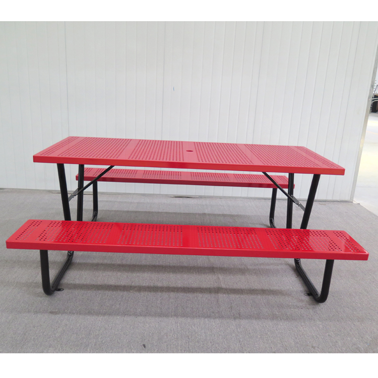 CHPIC05 Tavolo da picnic commerciale rettangolare in acciaio da 6 piedi in metallo per parco all'aperto (2)