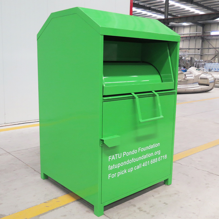 Clothes Collection Bins Green Steel Clothing Donation Drop Off Box
