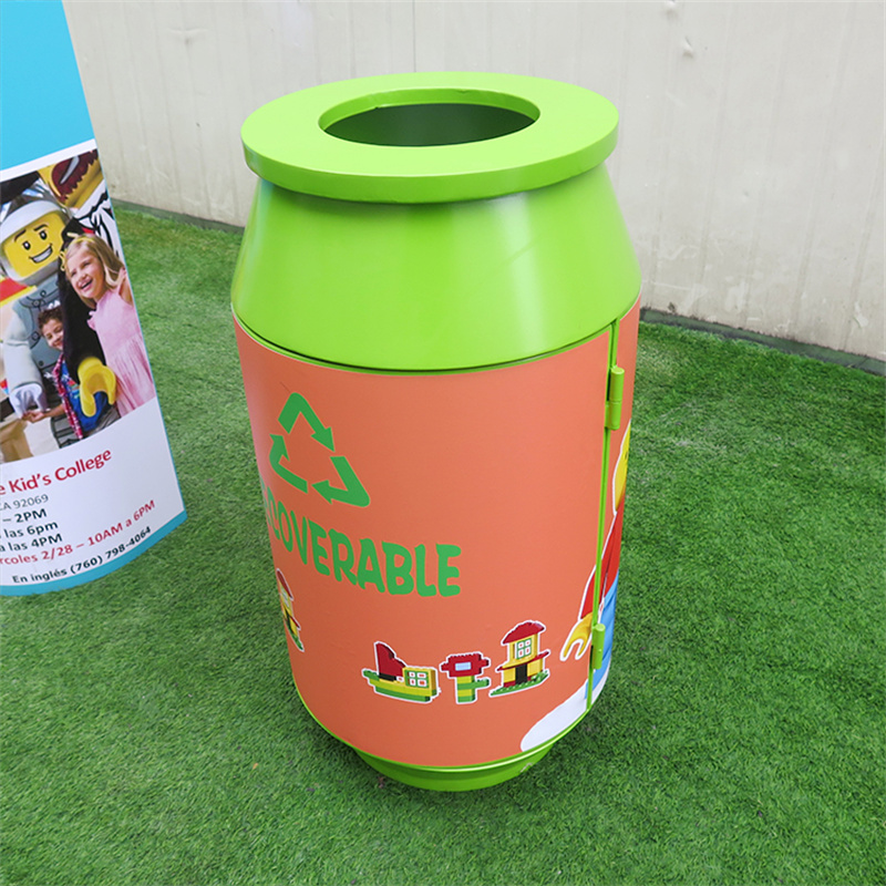 Outdoor Park Playground Steel Garbage Can 19