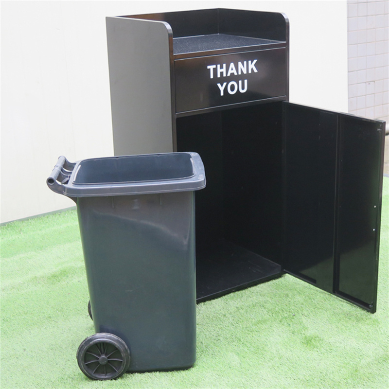 စားသောက်ဆိုင်အတွက် ဗန်းကိုင်ဆောင်ထားသော သတ္တုအမှိုက်ပုံး ၆