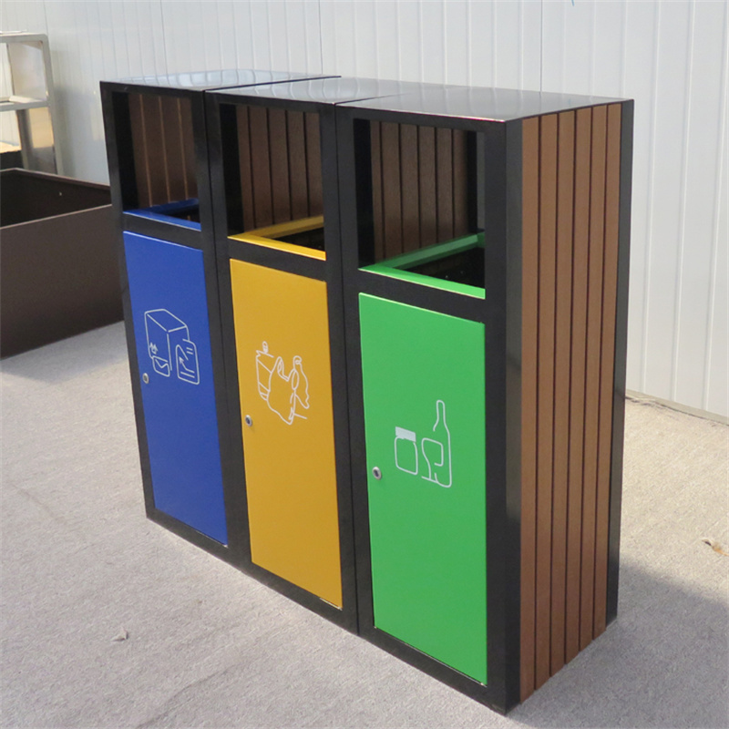 Кош за рециклиране на отпадъци с 4 отделения Външен 3