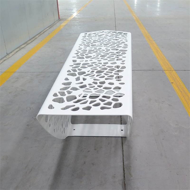 Contemporary Design Backless Perforated Metal Park Bench Ita gbangba Street Furniture 20