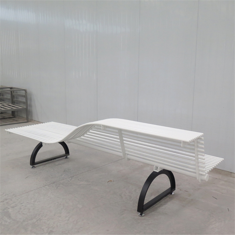 Vlastné komerčné pouličné sedadlo na lavičke z nehrdzavejúcej ocele s opierkou 7