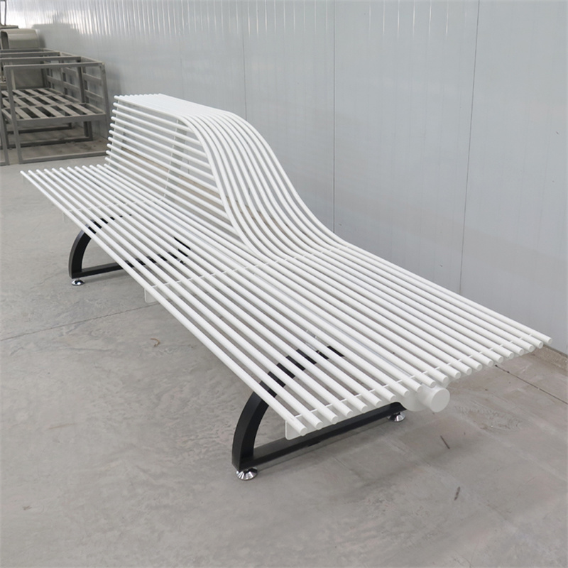 Custom Commercial Street White Stainless Steel Pipe Park Seat with back 9