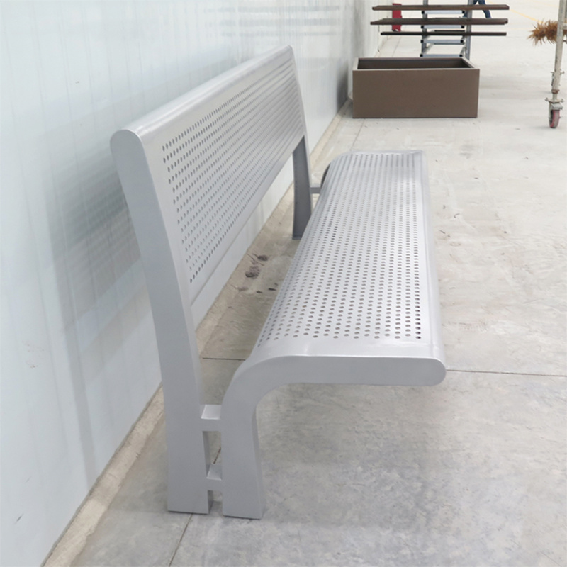 Outdoor Public Leisure Commercial Stainless Steel Park Bench Modernong Disenyo 4