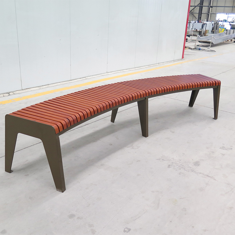 Wholesale Custom Timber Curved Backless Wood Slat Park Bench