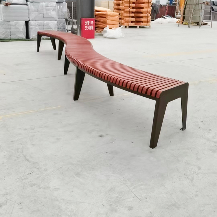 I-Wholesale Custom Timber Curved Backless Wood Slat Park Bench 2