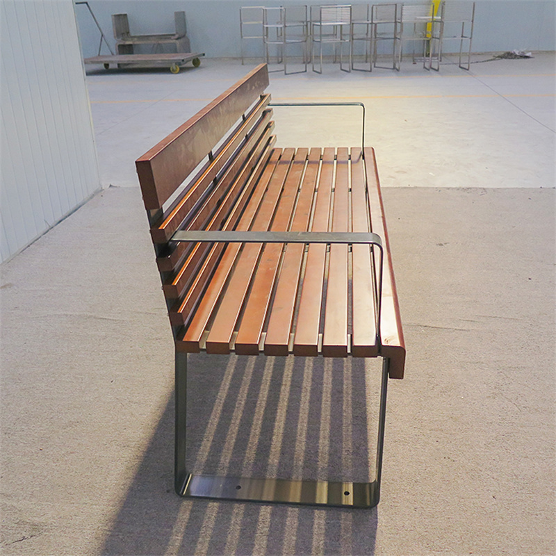 1.5/1.8 ម៉ែត្រ Patio Wood Bench សម្រាប់ខាងក្រៅលក់ដុំគ្រឿងសង្ហារឹមផ្លូវ 10