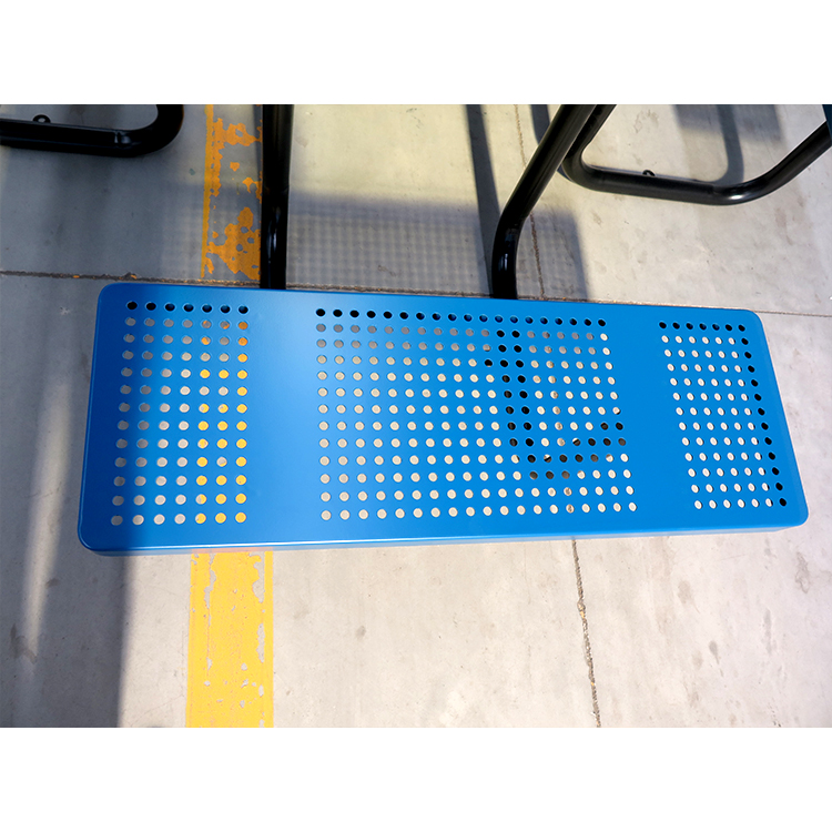 HPIC220523 Vierkante metalen picknicktafel met 4-zits straatmeubilair voor buiten (5)