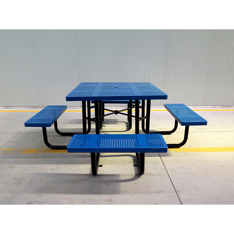 HPIC220523 Квадратны металічны стол для пікніка з вулічнай мэбляй на 4 месцы (8)