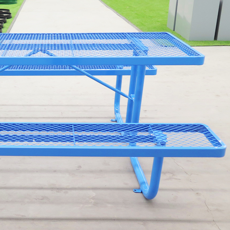 HPIC35 6' Rectangular Portable Picnic Table Extendable Steel Thermoplastic Commerical (12)