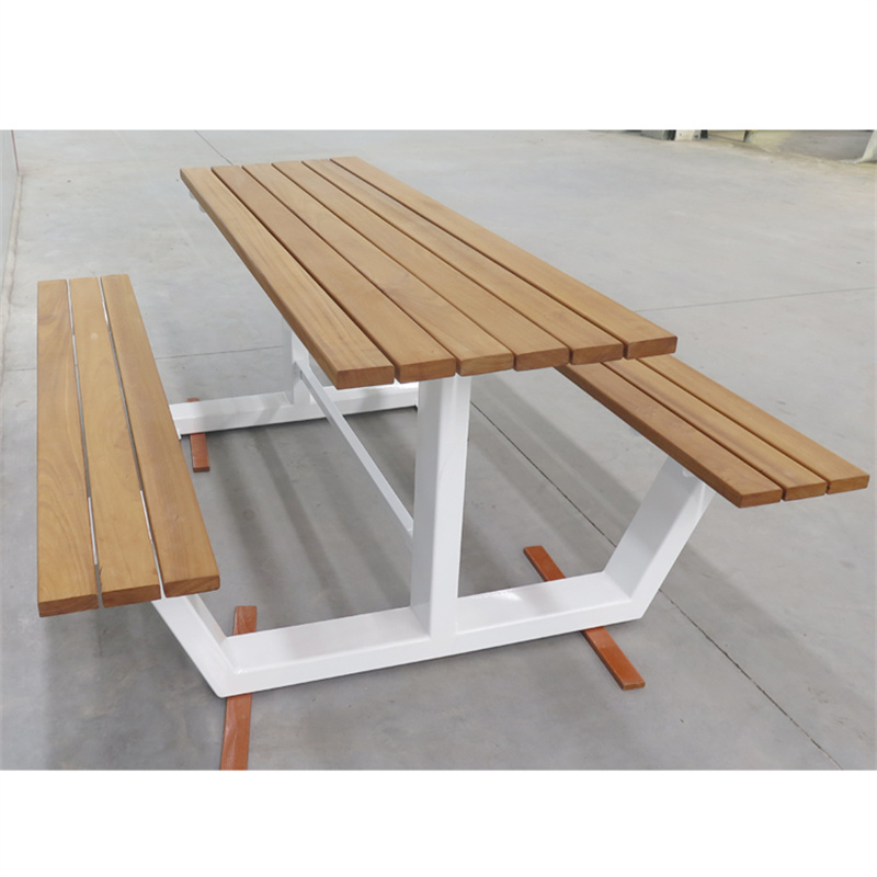 סיטונאי מפעל מלבן פארק רחוב סט שולחן ספסל פיקניק מתכת ועץ 1