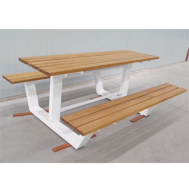 공장 도매 직사각형 공원 거리 금속 및 목재 피크닉 벤치 테이블 세트 3