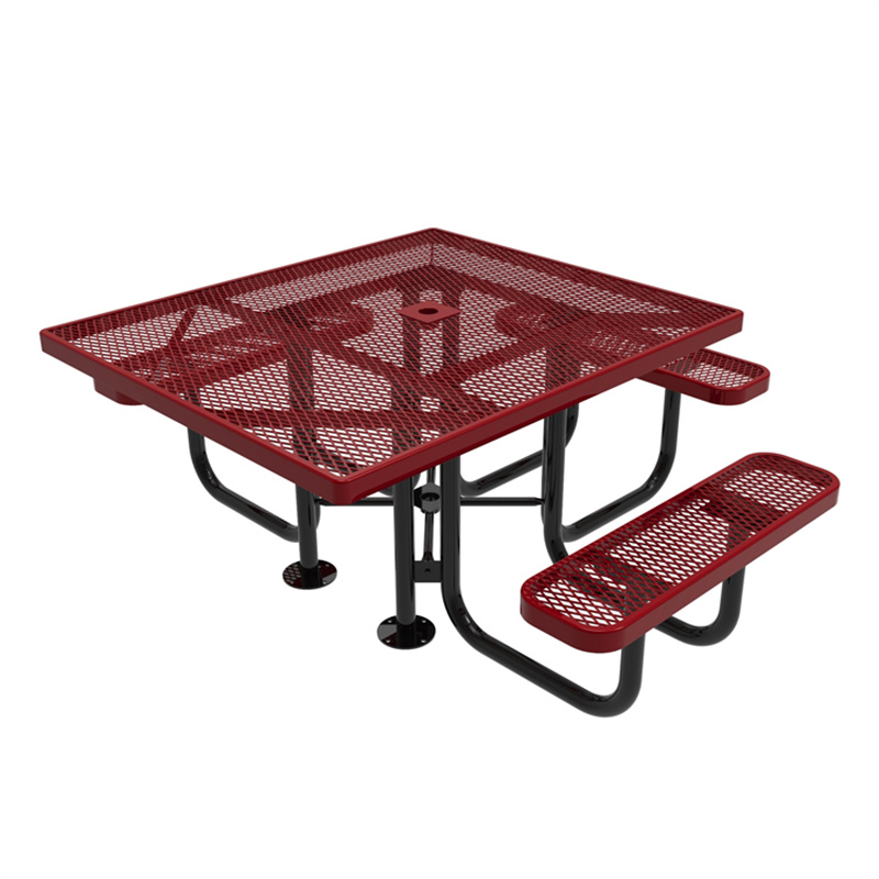 4 Foot Expanded Metal Square Steel Picnic Table Standard 1