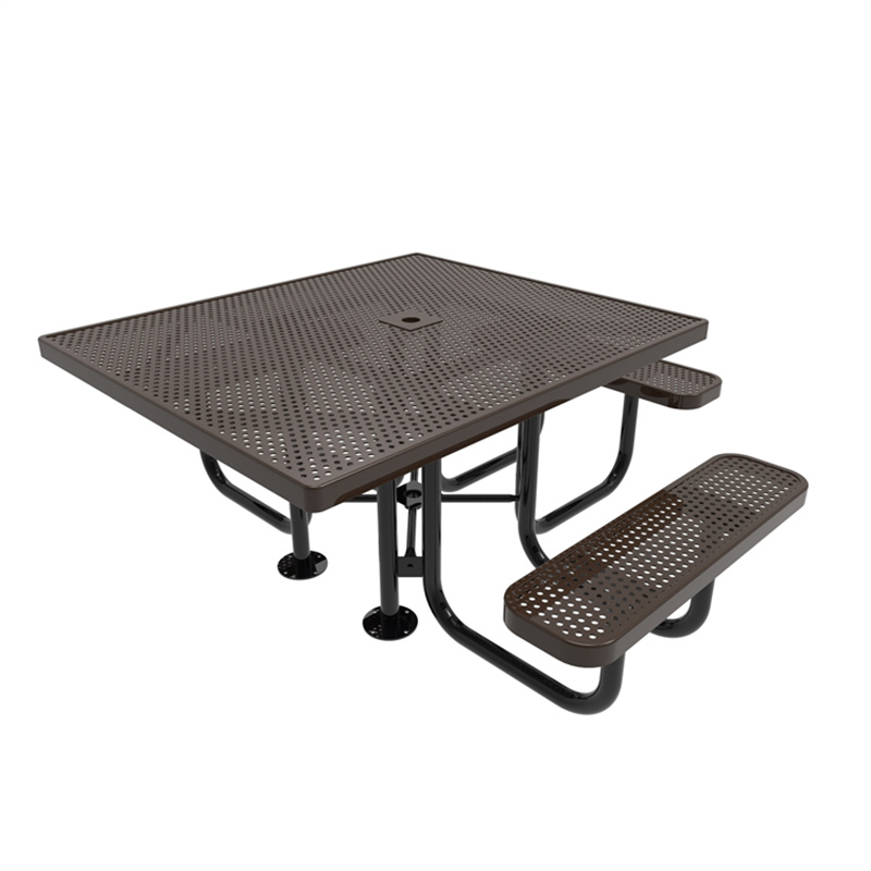 4 Foot Expanded Metal Square Steel Picnic Table Standard 3