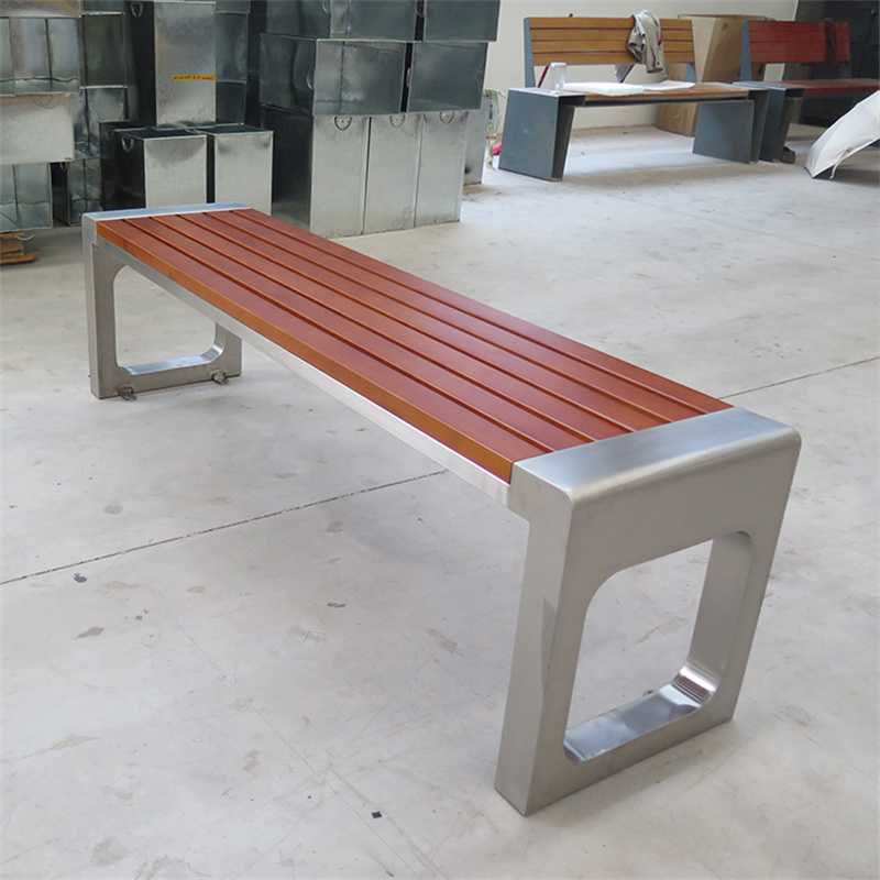 Factory Wholesale Public Street Wooden Park Bench Seats With Stainless Steel Frame 