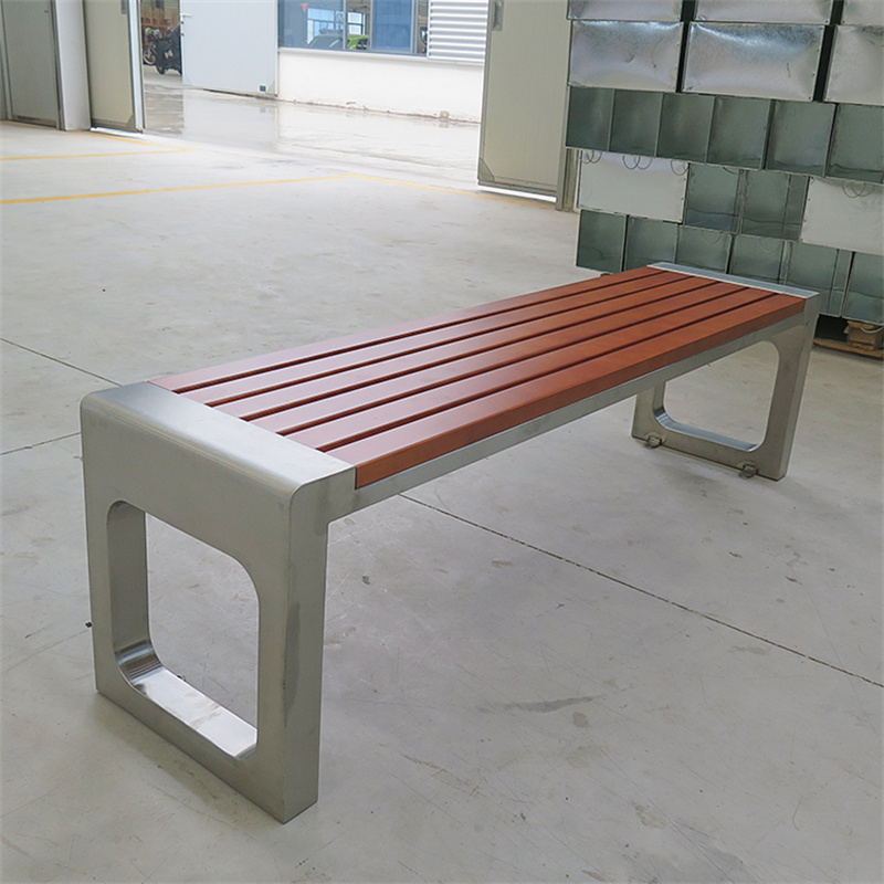 Factory Wholesale Public Street Wooden Park Bench Seats With Stainless Steel Frame 1