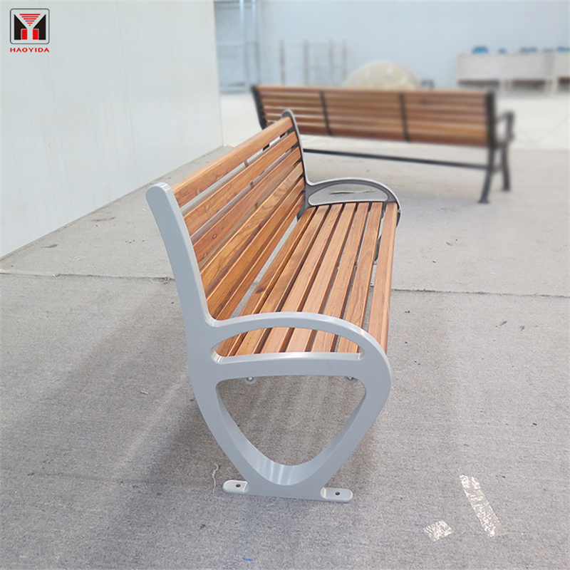 Outside Modern Design Public Seating Bench With Cast Aluminum Legs 9
