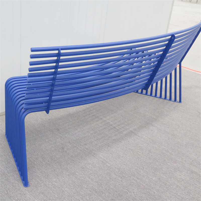 Outside Curved Steel Tube Public Bench Chair Manufacturer 