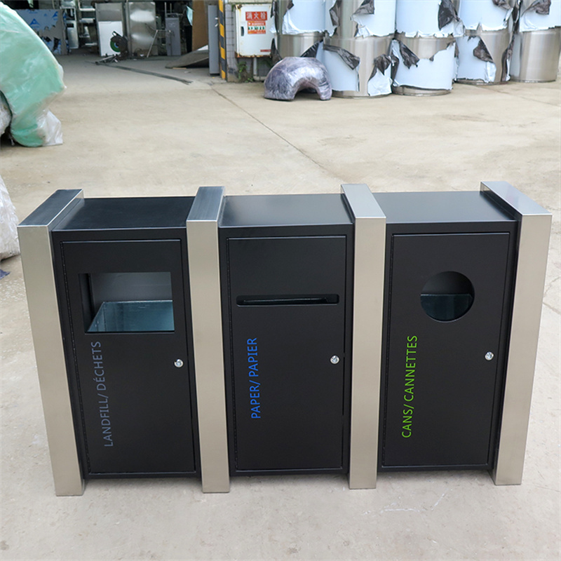 3 In 1 Stainless Steel Classify Recycle Bins For Park Street 12