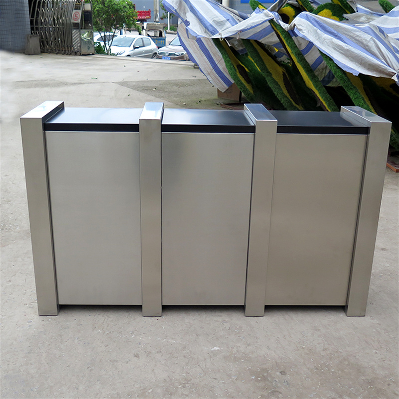 3 In 1 Stainless Steel Classify Recycle Bins For Park Street 10