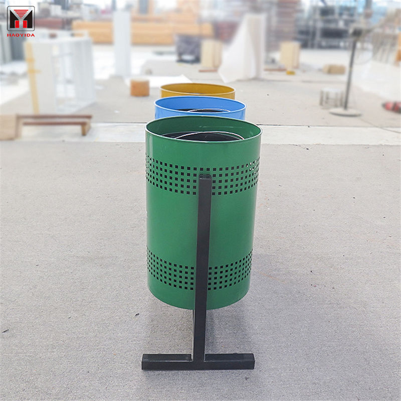 Custom Colourful Classified Perforated Recycling Bins 3 Compartments Outdoor 11