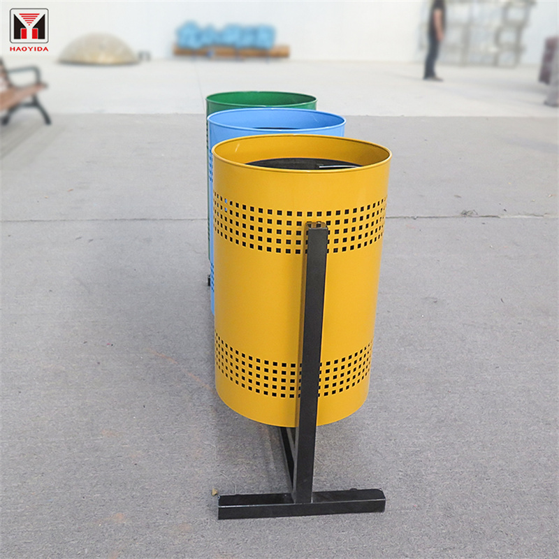 Custom Colourful Classified Perforated Recycling Bins 3 Compartments Outdoor 10
