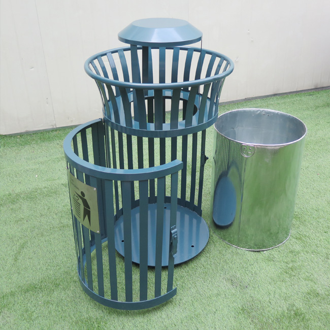 Factory Wholesale Steel Refuse Receptacles With Ashtray Decorative Outdoor Garbage Cans 1