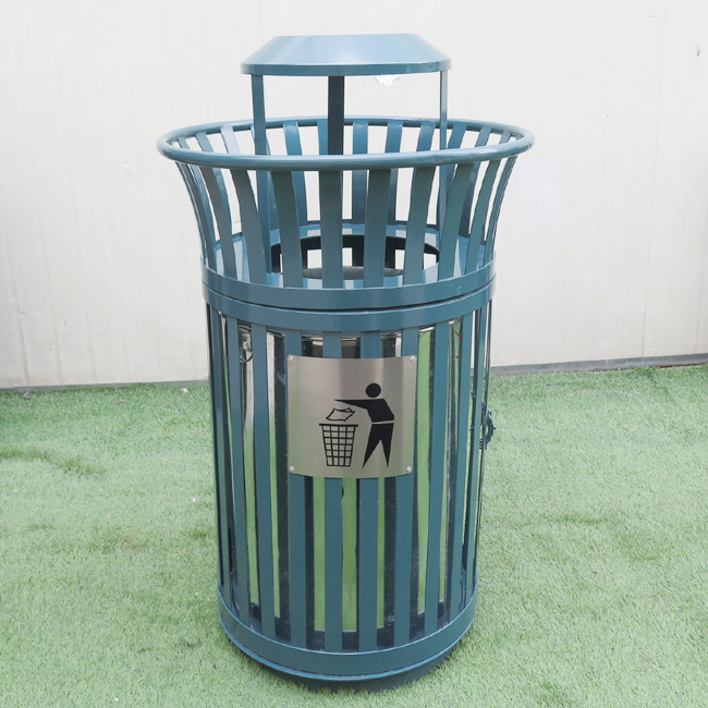 Factory Wholesale Steel Refuse Receptacles With Ashtray Decorative Outdoor Garbage Cans 4