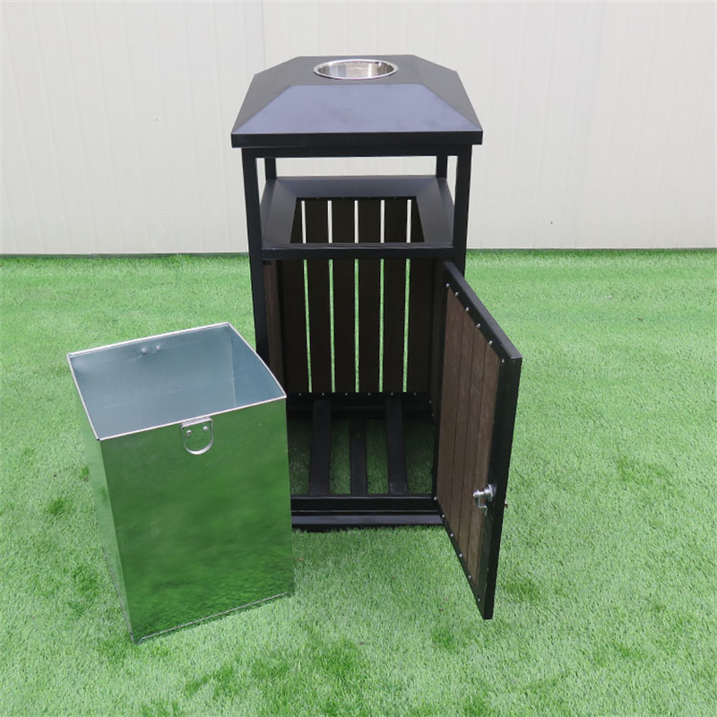 Street Park Plastic Wood Dustbin With Ashtray 10
