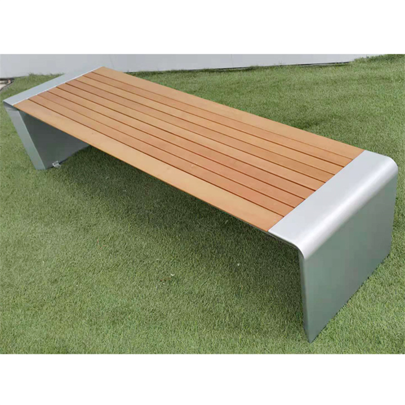 Outdoor Street Furniture Modern Wood Park Benches Without Back6