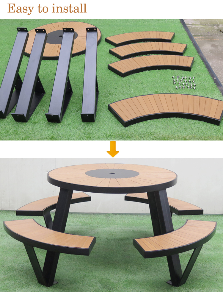 Modern Picnic Table With Umbrella Hole Park Street Furniture 6