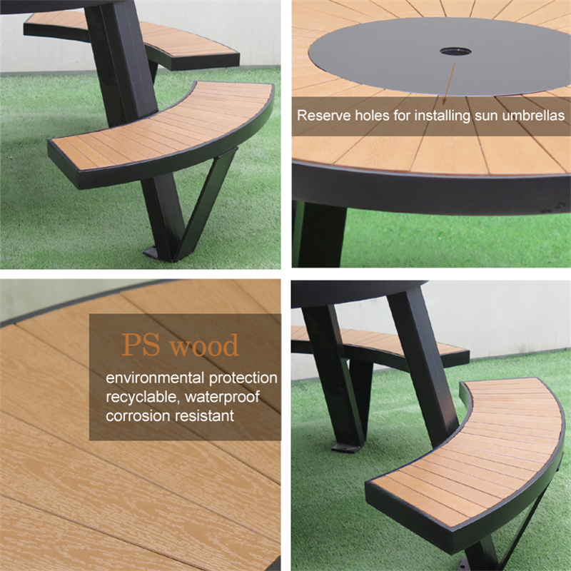 Modern Picnic Table With Umbrella Hole Park Street Furniture 16