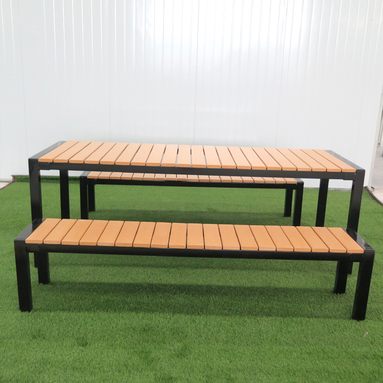 HTW55 Rectangle Plastic Wood Park Picnic Table Outdoor Street Furniture Supplier (6)