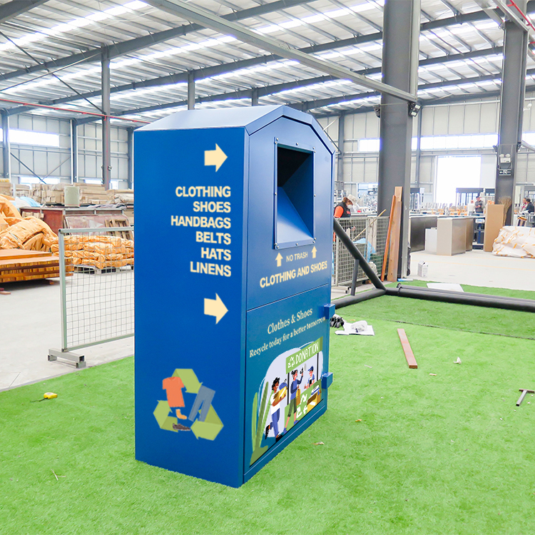 	 Book Shoes Blue Clothes donated Recycle Bin Manufacturer